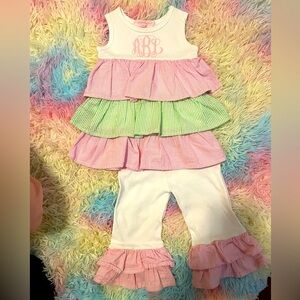 Monogrammed Mud Pie 18 Month Girls 2 Piece Outfit